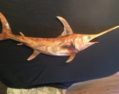 Right Facing Camphor Wood Sword Fish Carving