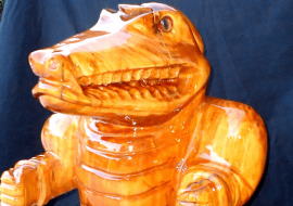 Florida Fighting Gator Albert Mascot Sculpture, Solid Cypress Wood