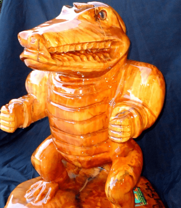 Florida Fighting Gator Albert Mascot Sculpture, Solid Cypress Wood