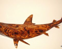 47″ Burnt Rescued Cypress Wood Reef Shark Sculpture