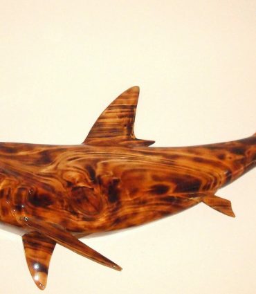 47″ Burnt Rescued Cypress Wood Reef Shark Sculpture