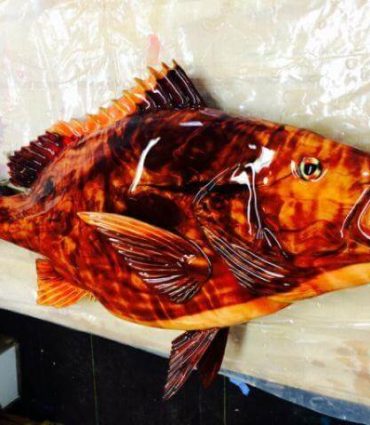 Red Snapper Fish Red Cedar Wood Carving