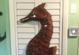 Red Cedar Wood Sea Horse Sculpture made from Rescued Timber