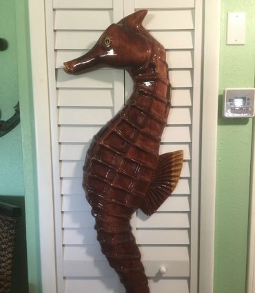 Red Cedar Wood Sea Horse Sculpture made from Rescued Timber