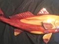 28″ Red Cedar Wood Red Fish Sculpture Half Mount Fish Carving