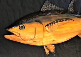 Cypress Wood Black Fin Tuna Fish Sculpture/Carving
