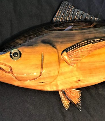 Cypress Wood Black Fin Tuna Fish Sculpture/Carving