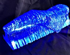 Glass Ocean Wave Tube Sculpture/w LED Blue Light