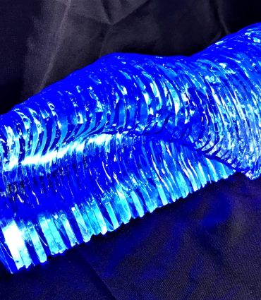 Glass Ocean Wave Tube Sculpture/w LED Blue Light