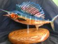 Wood Sail Fish Full Mount Silk Oak on Cypress Base