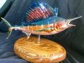 Wood Sail Fish Full Mount Silk Oak on Cypress Base
